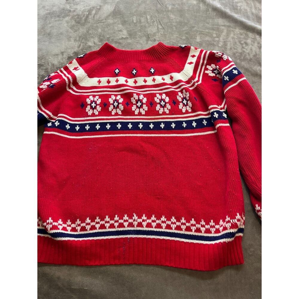 Ugly Christmas Sweater, Vintage 70s JC PENNEY Ski Sweater, Red‎ Size XL